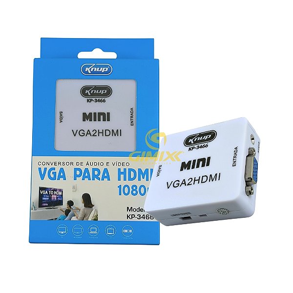 ADAPTADOR DE AUDIO E VIDEO ENTRADA VGA X SAIDA HDMI  KP-3466