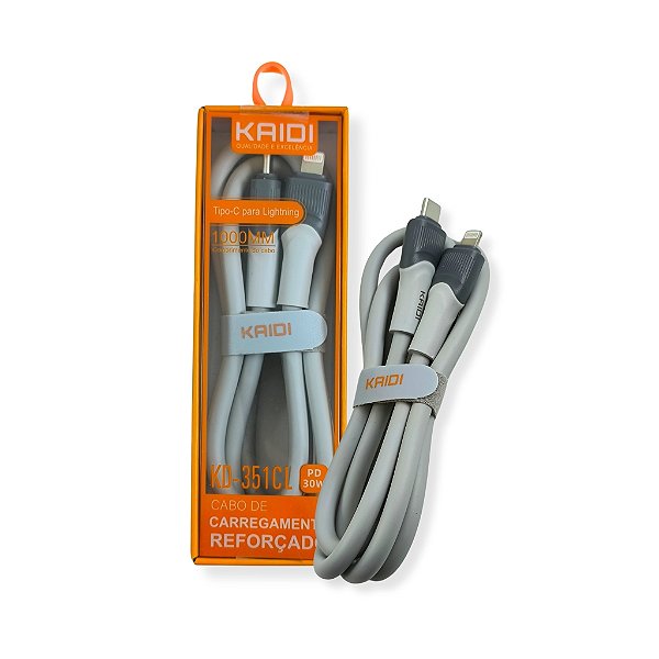 CABO DE DADOS E CARREGAMENTO REFORCADO TIPO-C 30W 1 METRO KD-351Cl