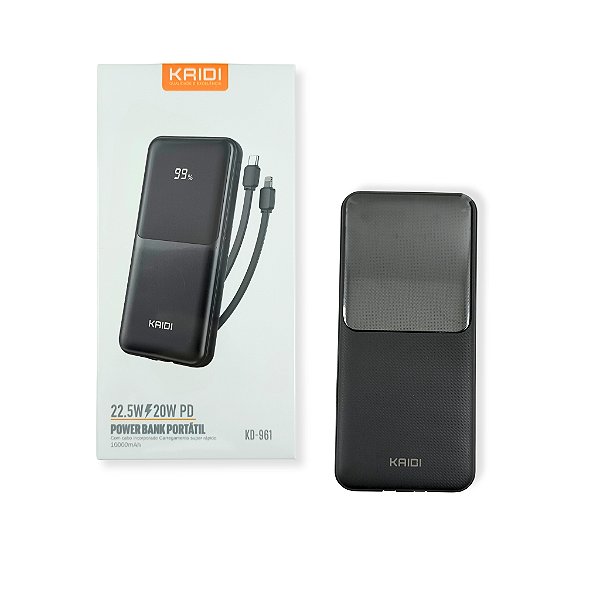 CARREGADOR PORTATIL POWER BANK DE 10000MAH KAIDI KD-961