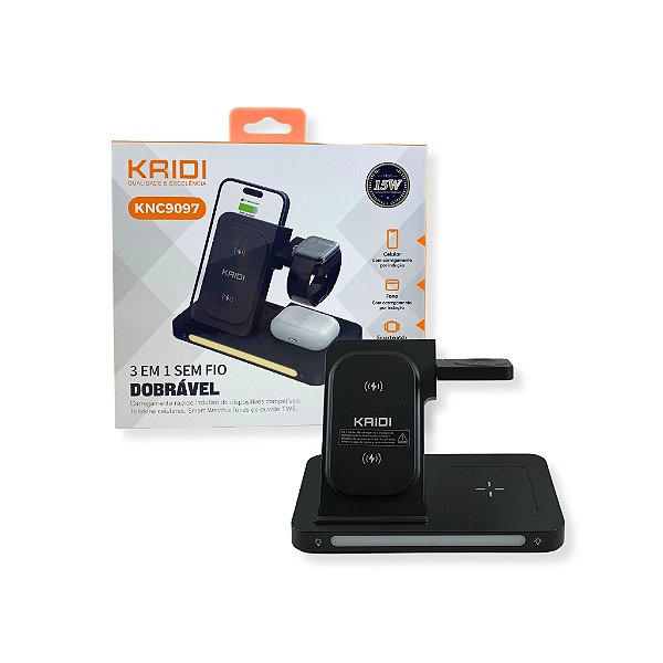 CARREGADOR MAGNETICO SEM FIO 3 EM 1 KNC-9097