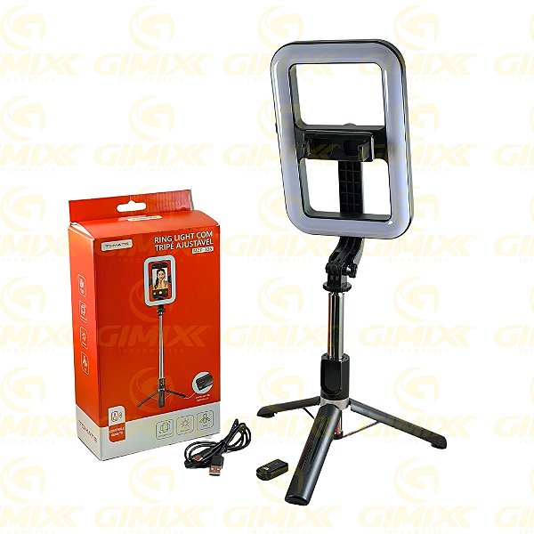 SUPORTE PARA CELULAR TRIPE COM RING LIGHT 1200MAH MZP-306
