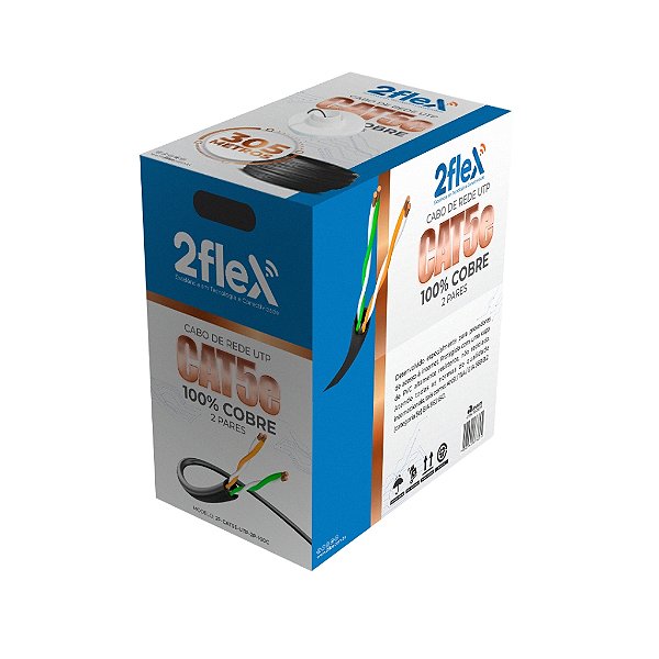 CABO DE REDE UTP CAT5-2P-100% COBRE 2FLEX