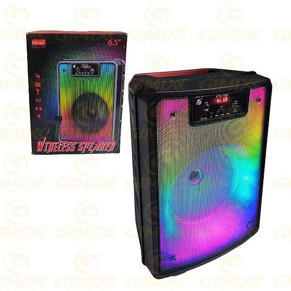 CAIXA DE SOM COM MICROFONE ILUMINAÇÃO COLORIDA KTS1561