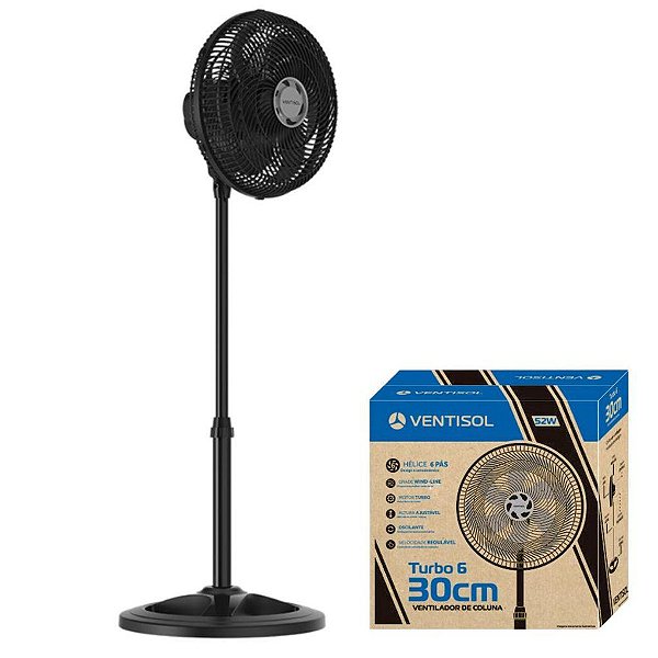 VENTILADOR OSC COLUNA TURBO 6P 30CM PR 220V PREMIUM