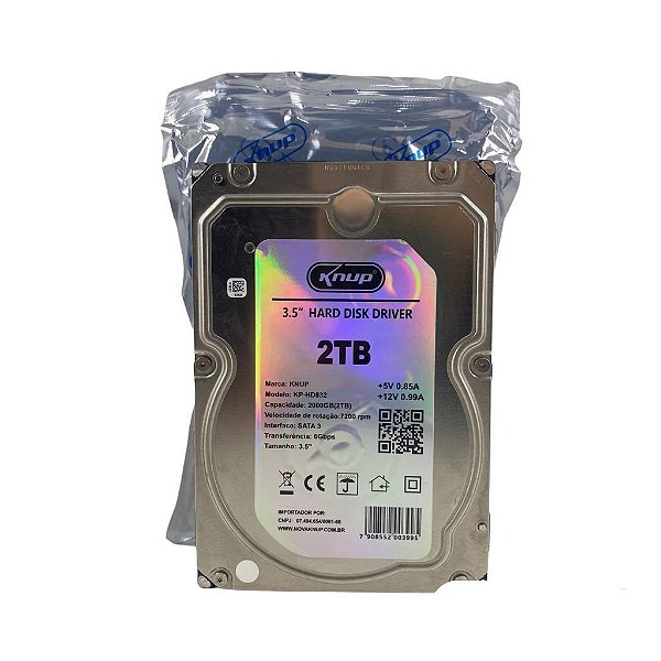 DISCO FISICO DE ARMAZENAMENTO HD 3,5 SATA 3 2TB KNUP KP-HD832