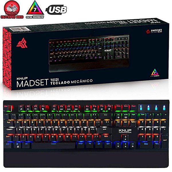 TECLADO MECÂNICO GAMER COM LED KP-TE121