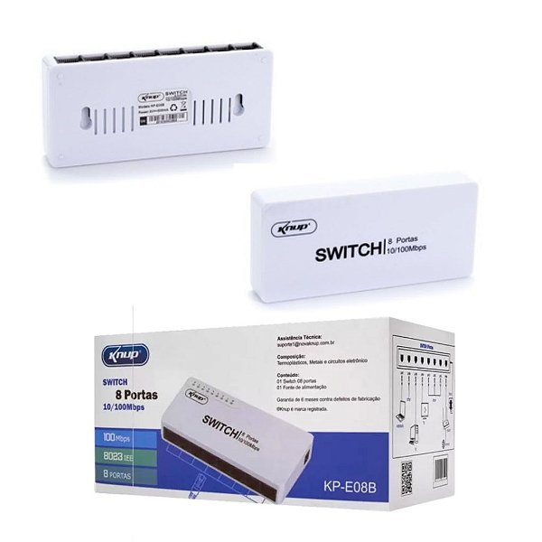 SWITCH HUB COM 8 PORTAS RJ45 10/100MBPS KNUP KP-E08B