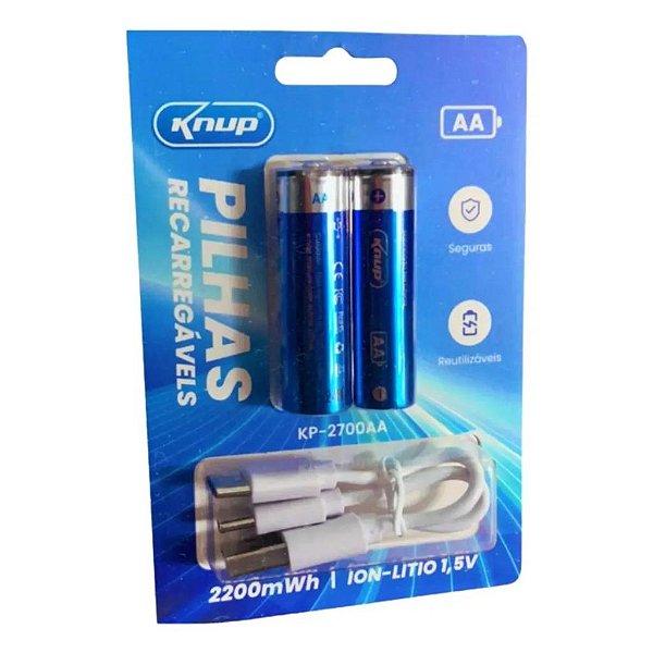 BATERIA DE LITIO RECARREGAVEL 1.5V 2700MAH TIPO AA KNUP KP-2700AA