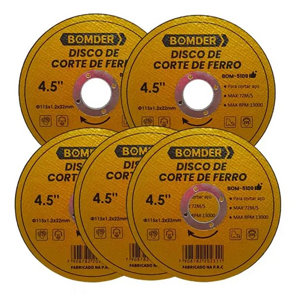 DISCO DE CORTE DE FERRO 4,5" BOM-5109 PACOTE COM 20 PEÇAS
