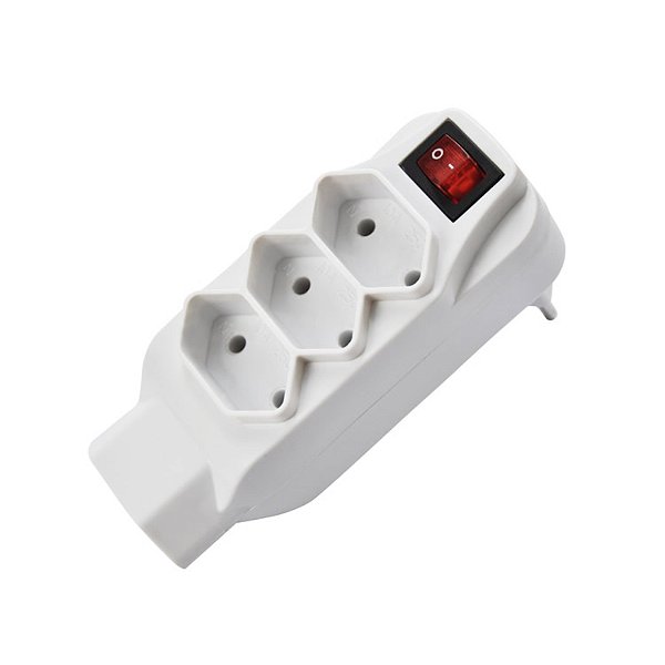 EXTENSAO DE TOMADA COM 3 TOMADAS E CHAVE LIGA DESL SL6012