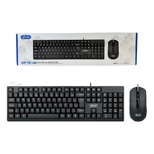 KIT TECLADO E MOUSE GAMER USB LED PADRAO ABNT2 MOUSE ERGONOMICO KP-TE149