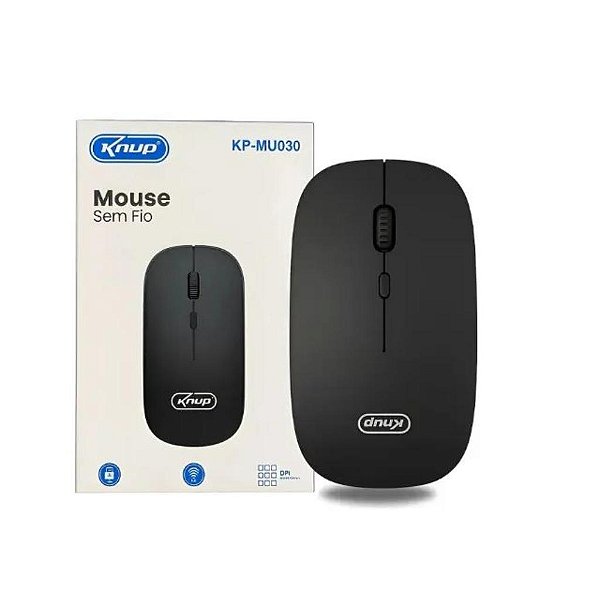 MOUSE SEM FIO RECEPTOR RF 2.4GHZ 2400 DPI BATERIA INTERNA 4 BOTOES KNUP KP-MU030