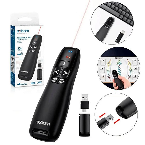 APRESENTADOR SEM FIO, APONTADOR REMOTO APRESENTACAO DE POWERPOINT PP LPT-8DF