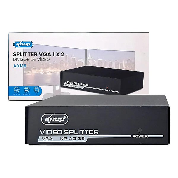 SPLITTER DE VIDEO, HUB, CONEXAO VGA, 1 ENTRADA X 4 SAIDAS VGA KP-AD139