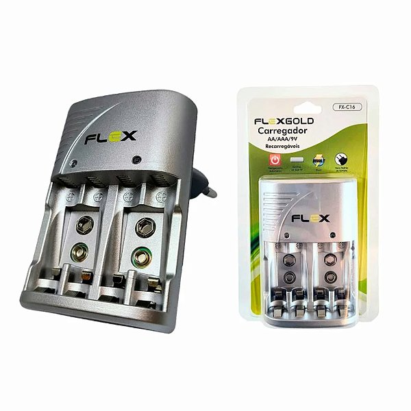 CARREGADOR DE PILHA FLEX MOD. FX-C16