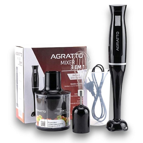 MIXER 3 EM 1 PRETO 700ML 200W 220V AGRATTO (IMP) AMIX01-02 9642