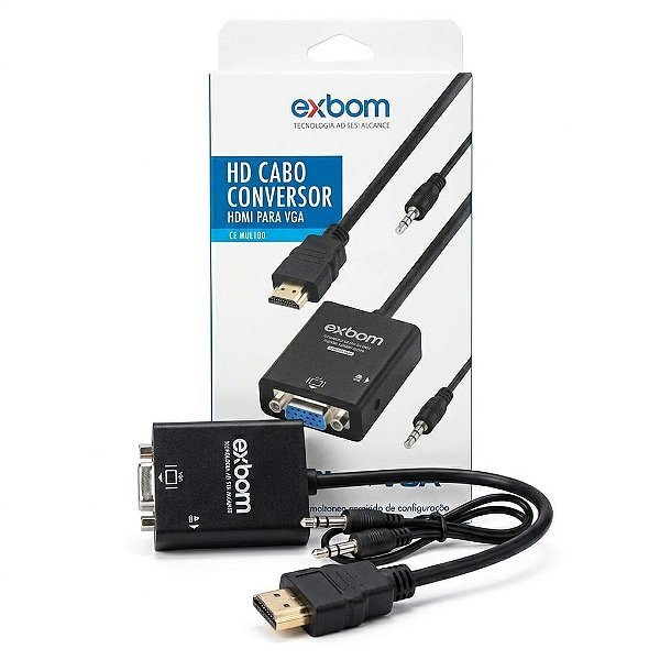CABO CONECTOR CONVERSOR DE HDMI PARA VGA FEMEA COM AUDIO CC-HVA100