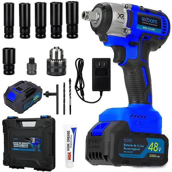 CHAVE DE IMPACTO INTERCAMBIAVEL REGARREGAVEL MANDRIL 1/2 48V MQL-CI6480