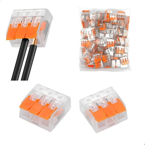 CONECTOR DE EMENDA 3 VIAS 100 PEÇAS CER-20W-P100 4186