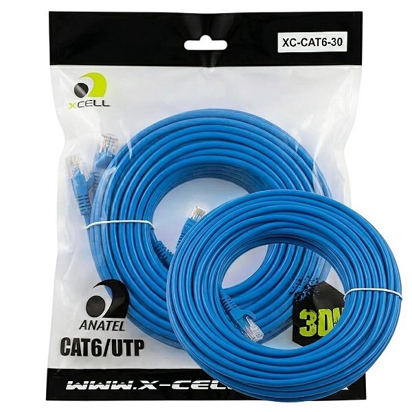CABO DE REDE RJ 45 CAT6-30M X-CELL MOD. XC-CAT6-30