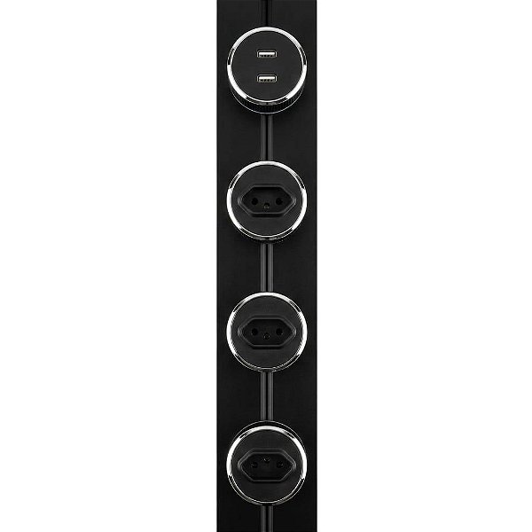 TRILHO DE ENERGIA CONEXOES MOVEIS, 2 USB E 1 PARA PLUGUES TIPO N KNUP - KP-SL80