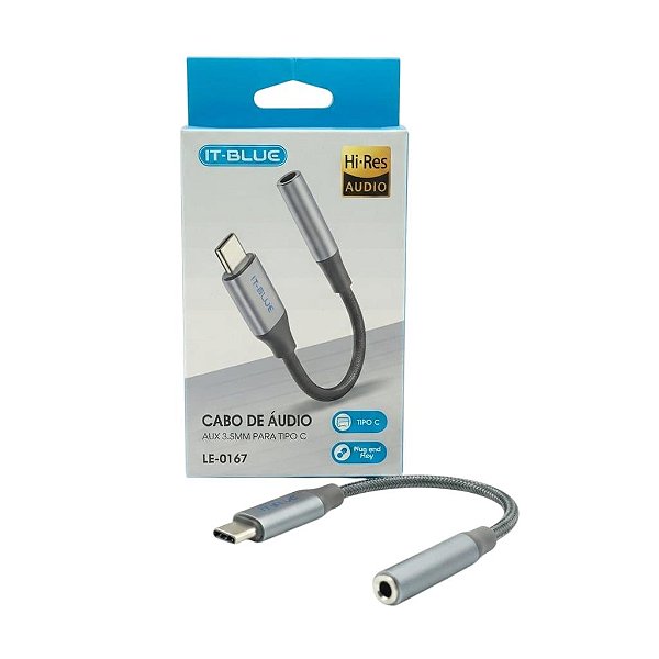 CABO DE ÁUDIO AUX 3.5MM PARA TIPO C IT-BLUE LE-0167