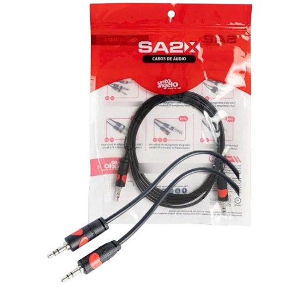 CABO DE AUDIO CONECTORES 1 P2ST X 1 P2ST MOD CA20 - 2M - SANTO ANGELO