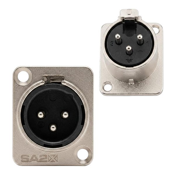 CONECTOR XLR PAINEL  MACHO SA2X NIQUELADO - SANTO ANGELO
