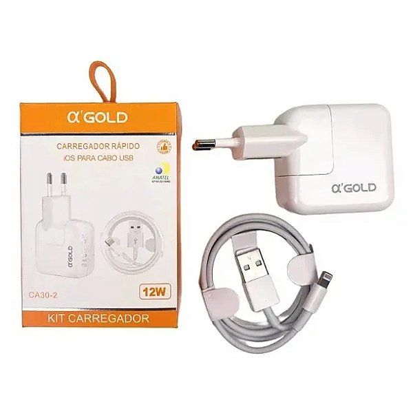 CARREGADOR CELULAR 12W IPHONE A' GOLD CA30-2