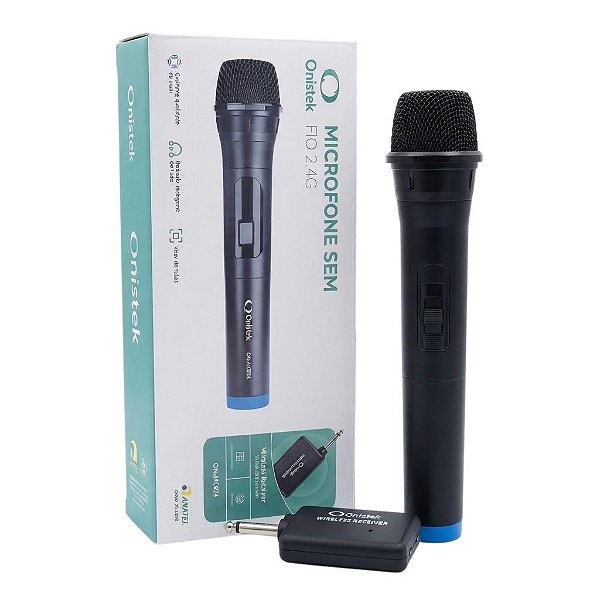 MICROFONE DINAMICO SEM FIO RECEPTOR PLUG P10 ON-MC824
