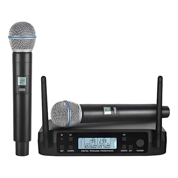 MICROFONES SEM FIO KIT 2 E 1 BASE RECEPTORA ON-MC810