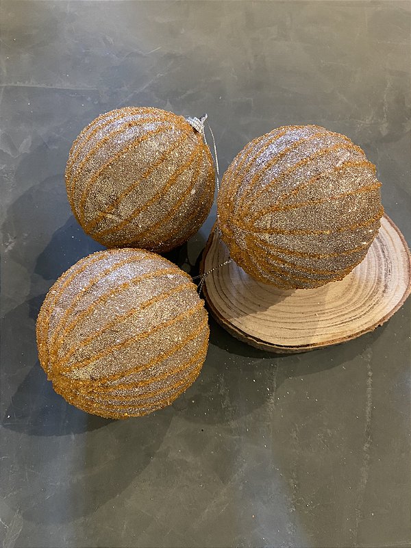 Jogo de bolas dourado com glitter 10cm