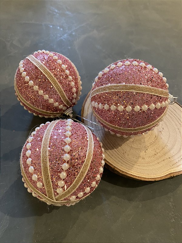 Jogo de bolas rose com champagne 8cm