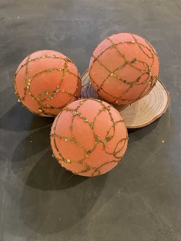 Jogo de bolas rosa e dourado 10cm