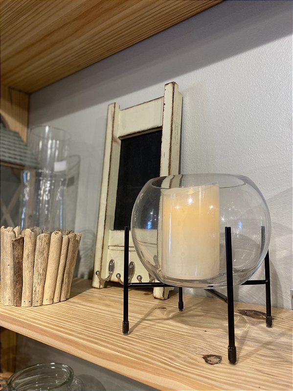 Vaso em vidro c/ suporte p