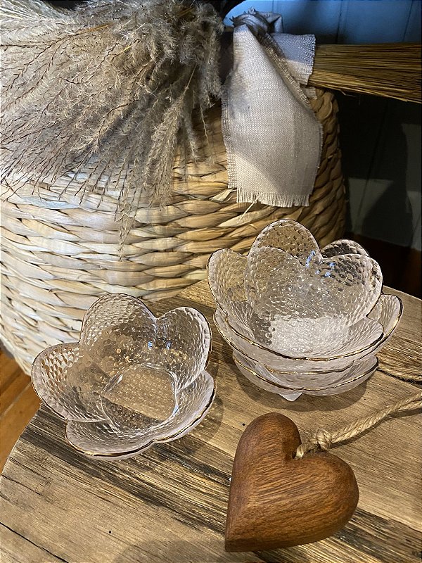 Bowl flor com borda dourada