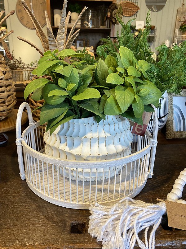 Cachepot branco ondas