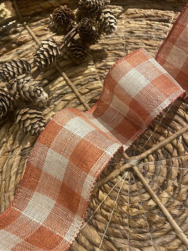 Fita xadrez bege/vermelho