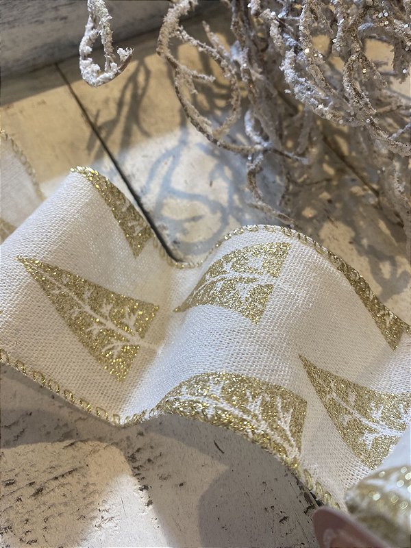 Fita nude pinheiros dourado