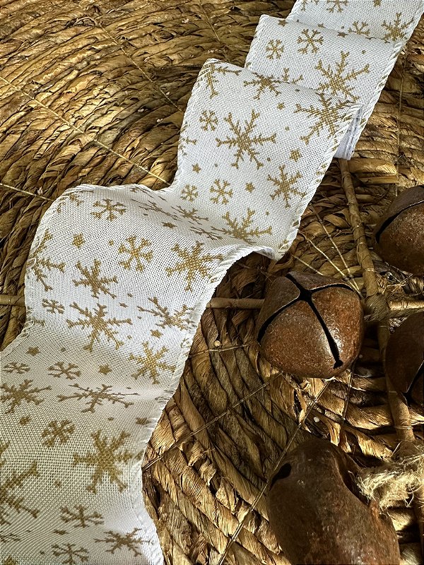 Fita branco com dourado