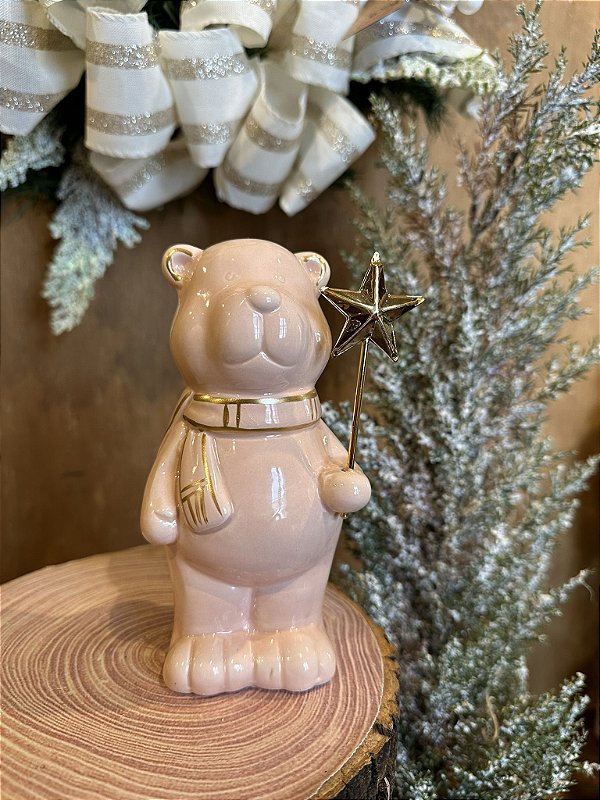 Urso rosa e dourado