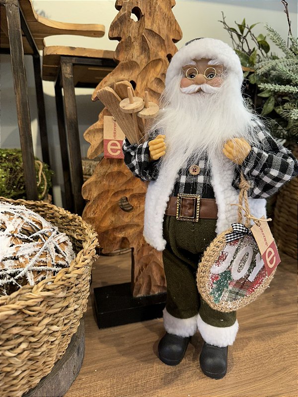 Papai noel em pé verde e preto 45cm