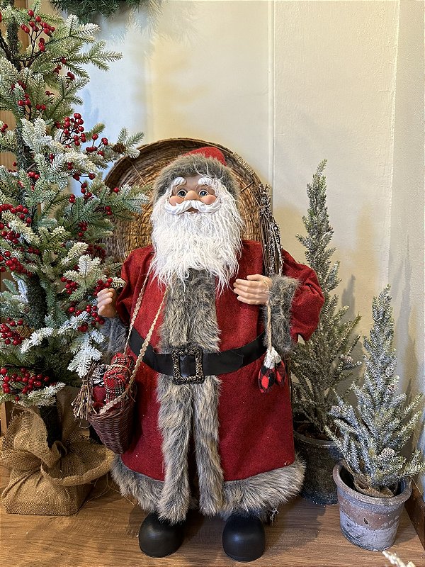 Papai noel vermelho e marrom 80cm