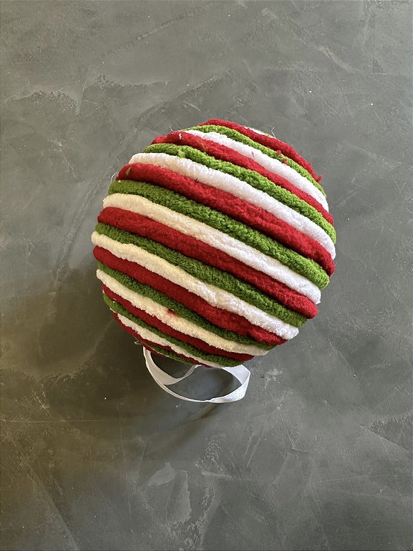 Bola listrada vermelha/verde/branco 12cm