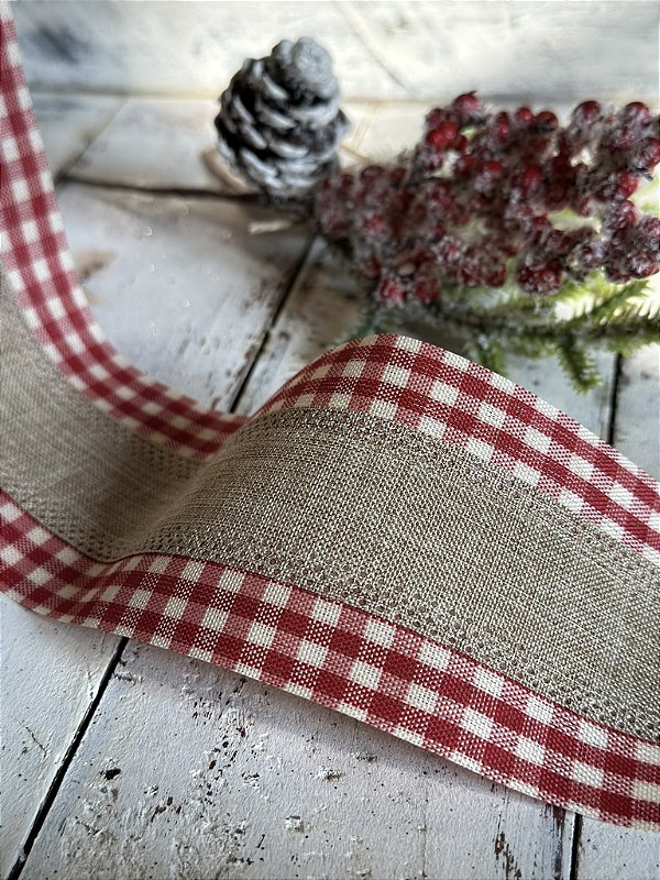 Fita nude com borda xadrez