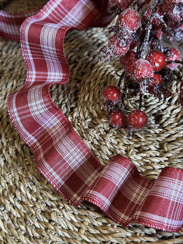 Fita xadrez vermelho e branco