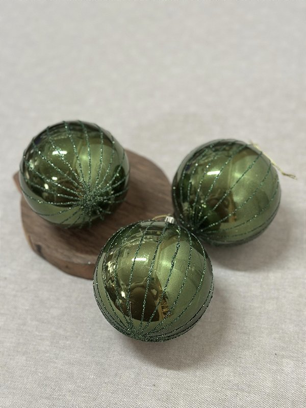 Jogo de bolas verdes com glitter