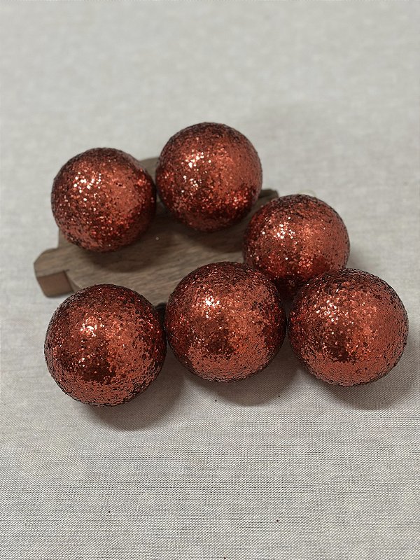 Jogo de bolas vermelho com glitter