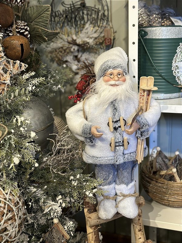 Papai noel lenhador branco