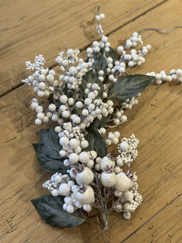 Galho berry branco 52cm